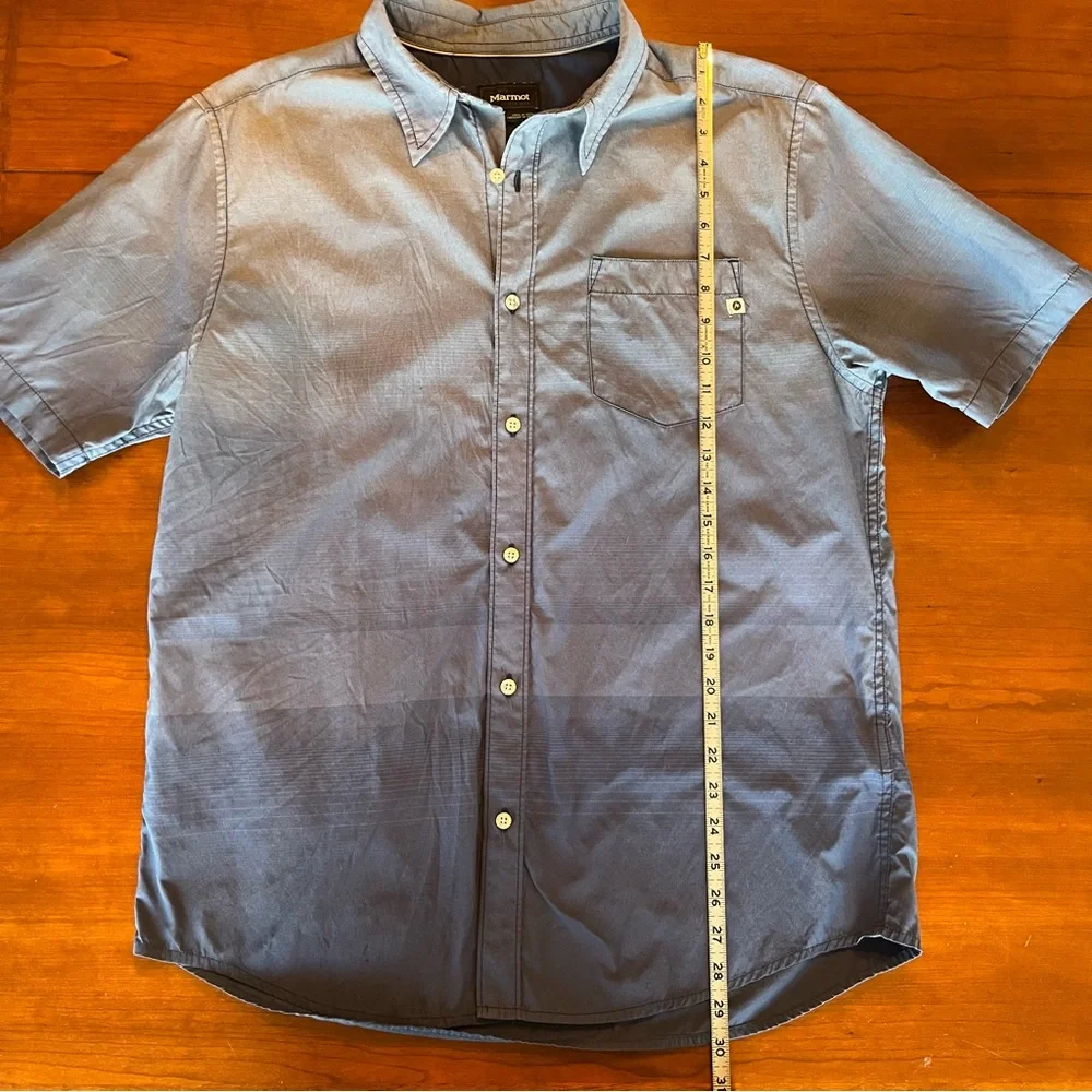 Marmot men’s shirt size Large blue ombre short sleeve button down outdoor hiking - Picture 10 of 10